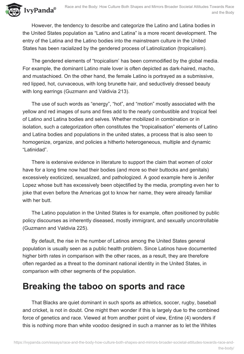 Race and the Body: How Culture Both Shapes and Mirrors Broader Societal Attitudes Towards Race and the Body. Page 2