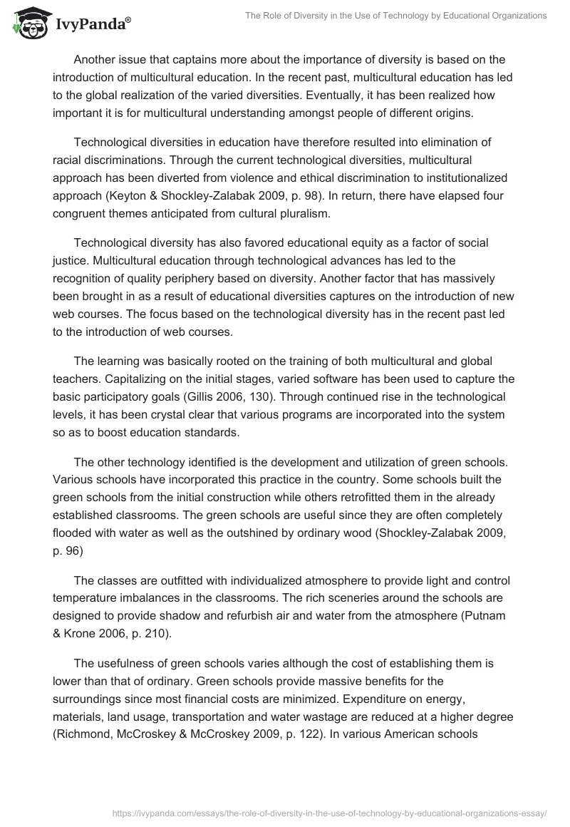 The Role of Diversity in the Use of Technology by Educational Organizations. Page 3