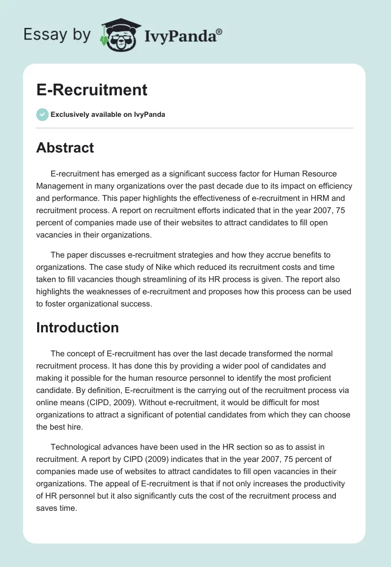 E-Recruitment. Page 1