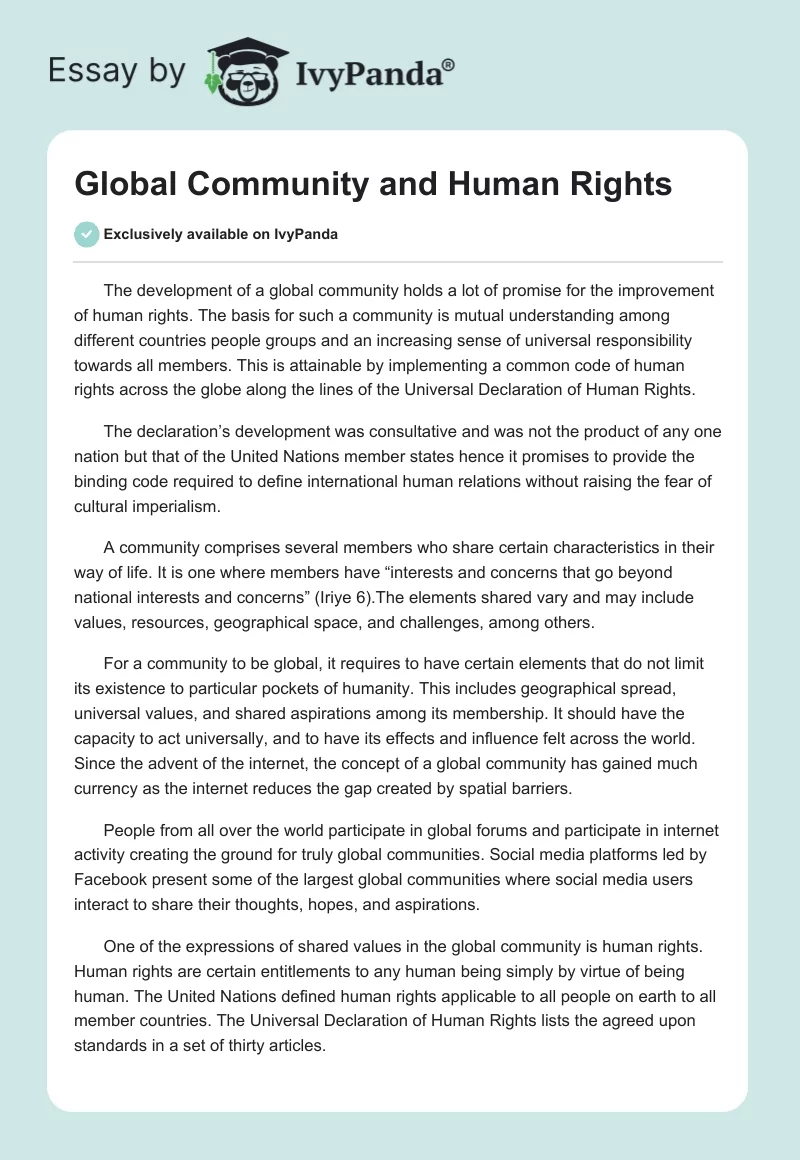 Global Community and Human Rights. Page 1