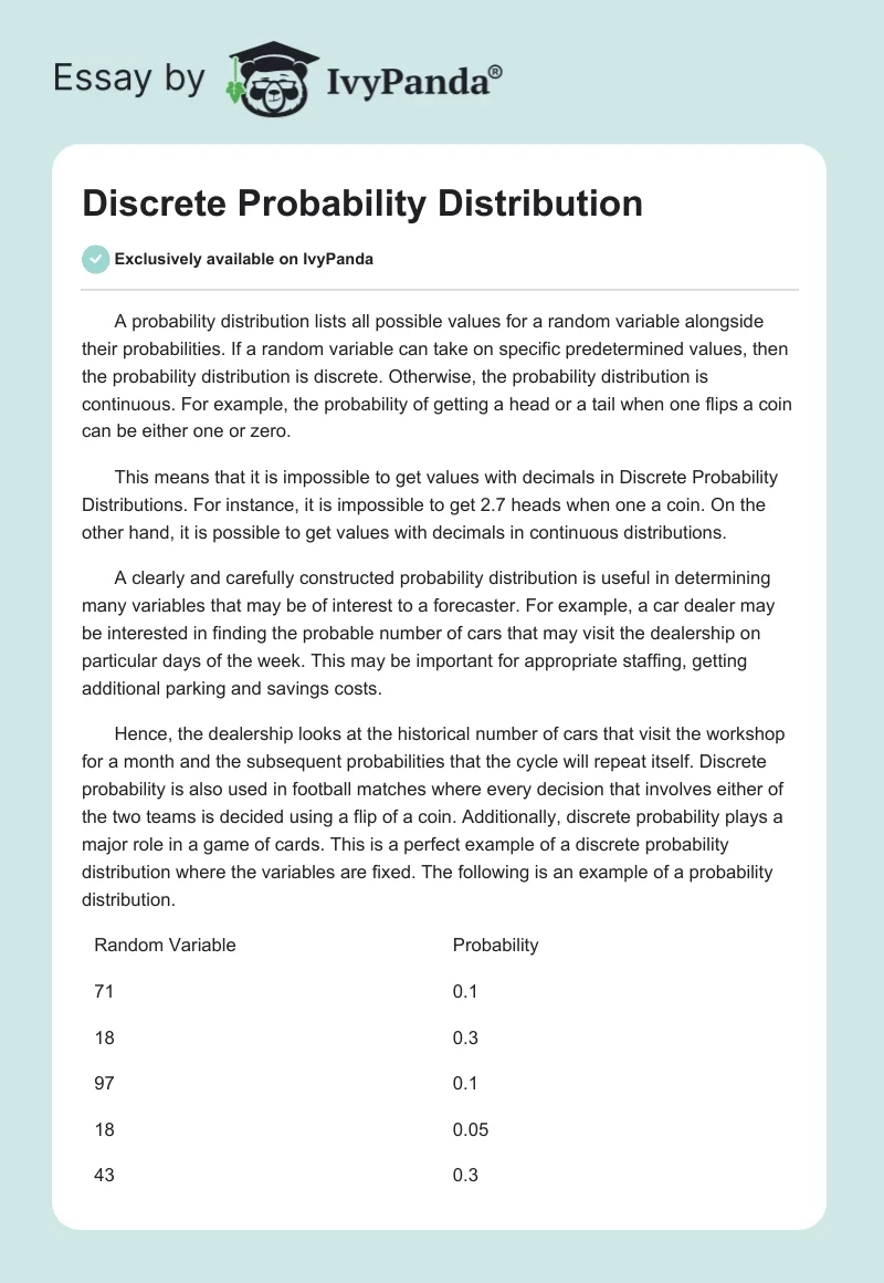 Discrete Probability Distribution. Page 1