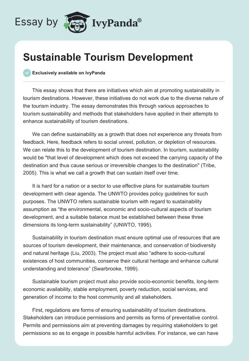 sustainable tourism thesis