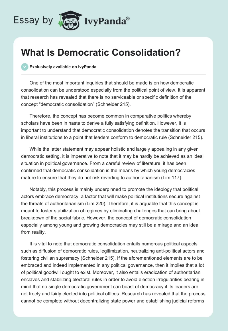 What Is Democratic Consolidation?. Page 1