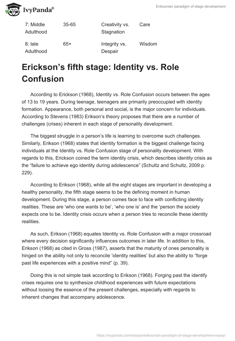 Eriksonian paradigm of stage development. Page 3