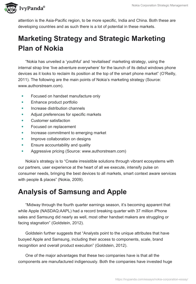 Nokia Corporation Strategic Management. Page 5