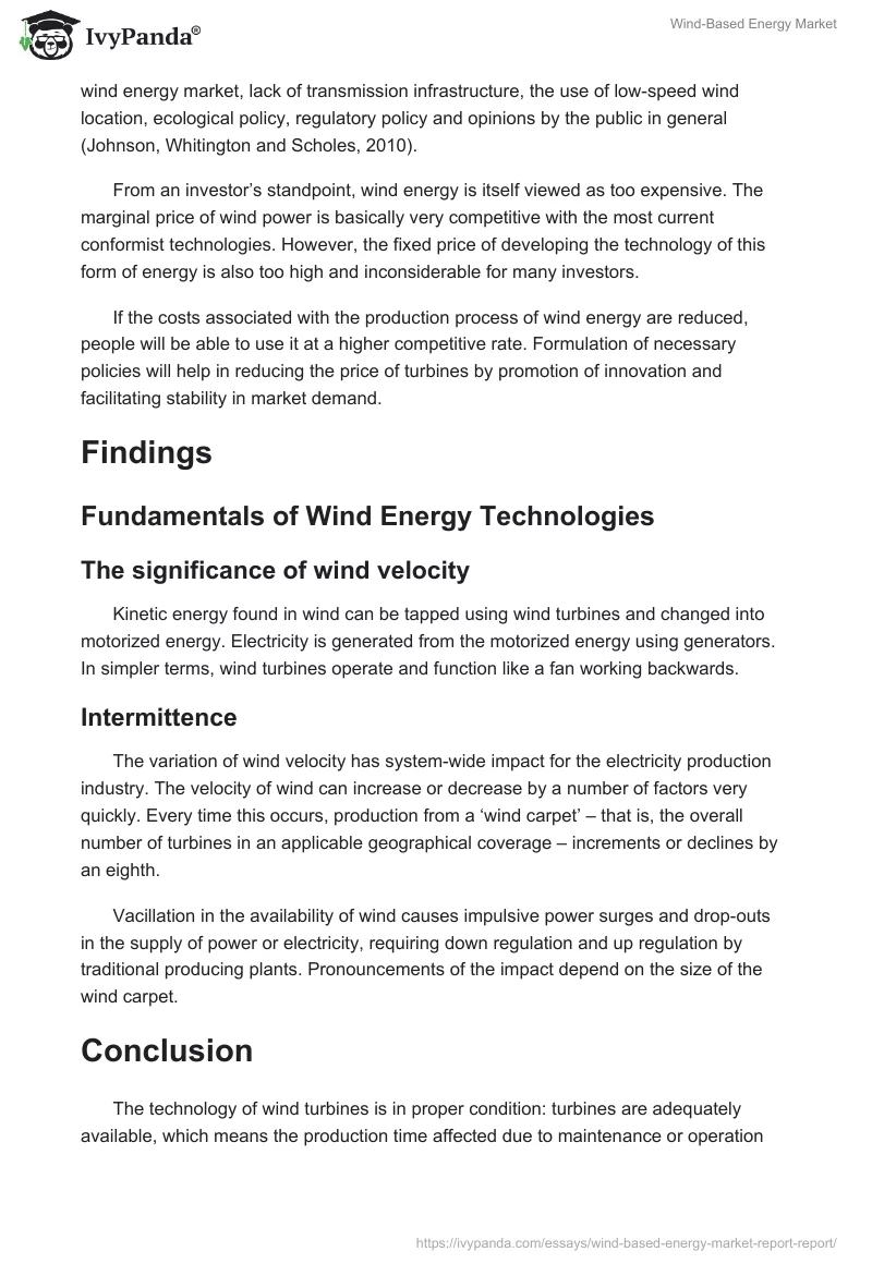 Wind-Based Energy Market. Page 2