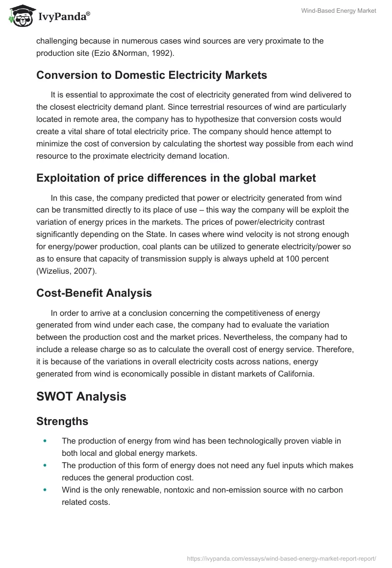Wind-Based Energy Market. Page 4
