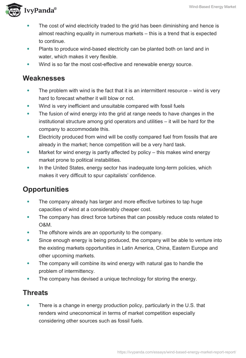 Wind-Based Energy Market. Page 5