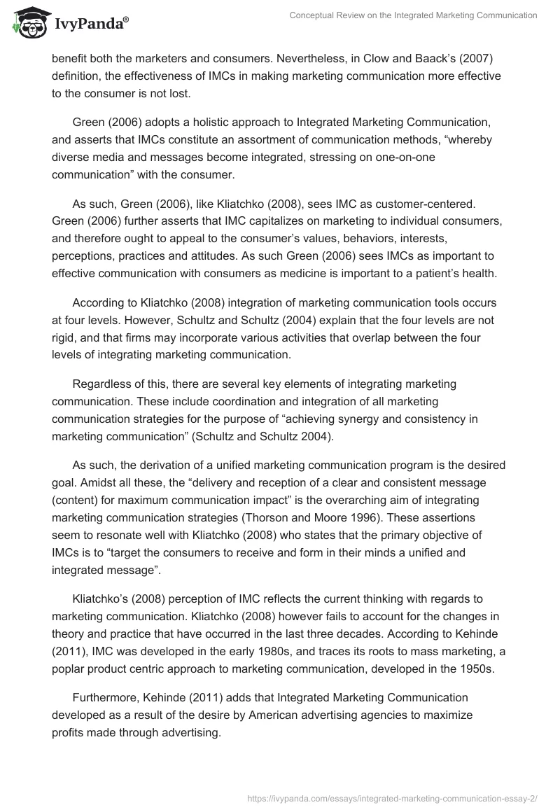 Conceptual Review on the Integrated Marketing Communication. Page 2