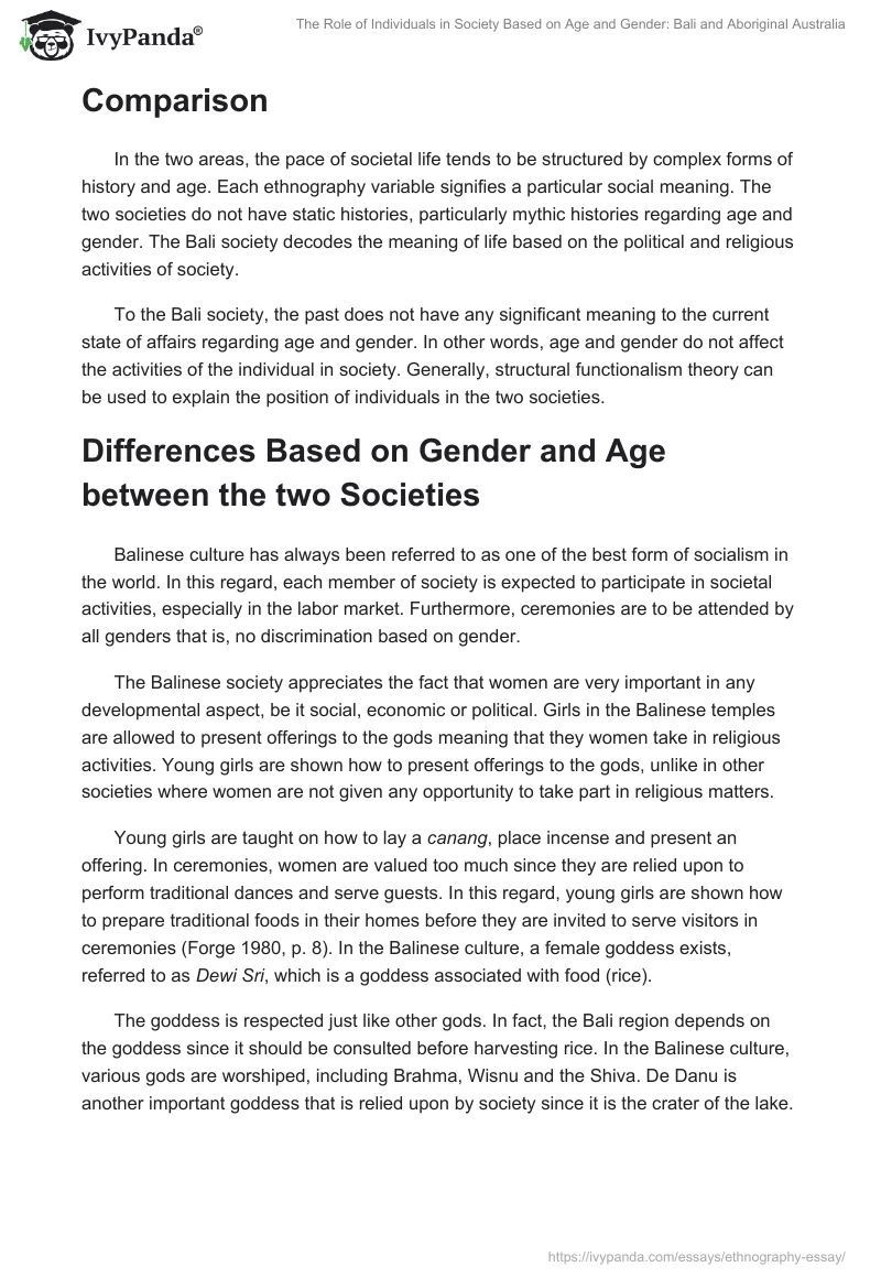 The Role of Individuals in Society Based on Age and Gender: Bali and Aboriginal Australia. Page 2