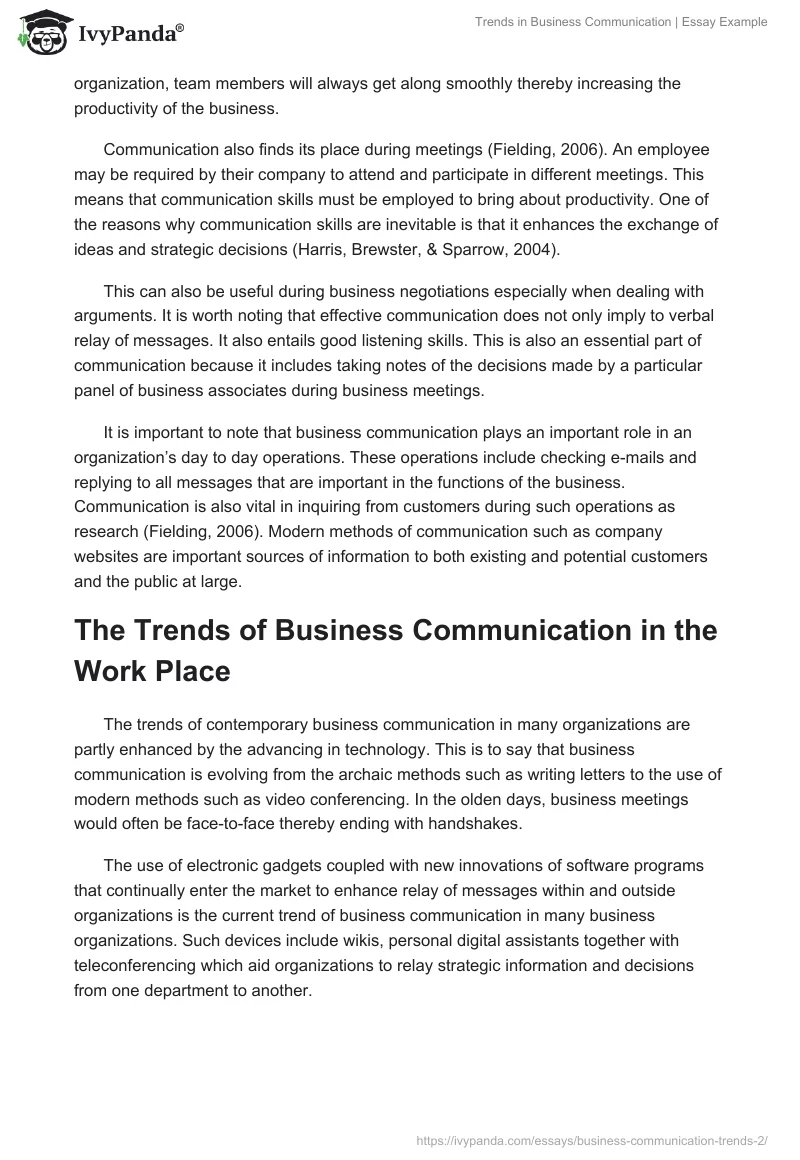 Trends in Business Communication | Essay Example. Page 2