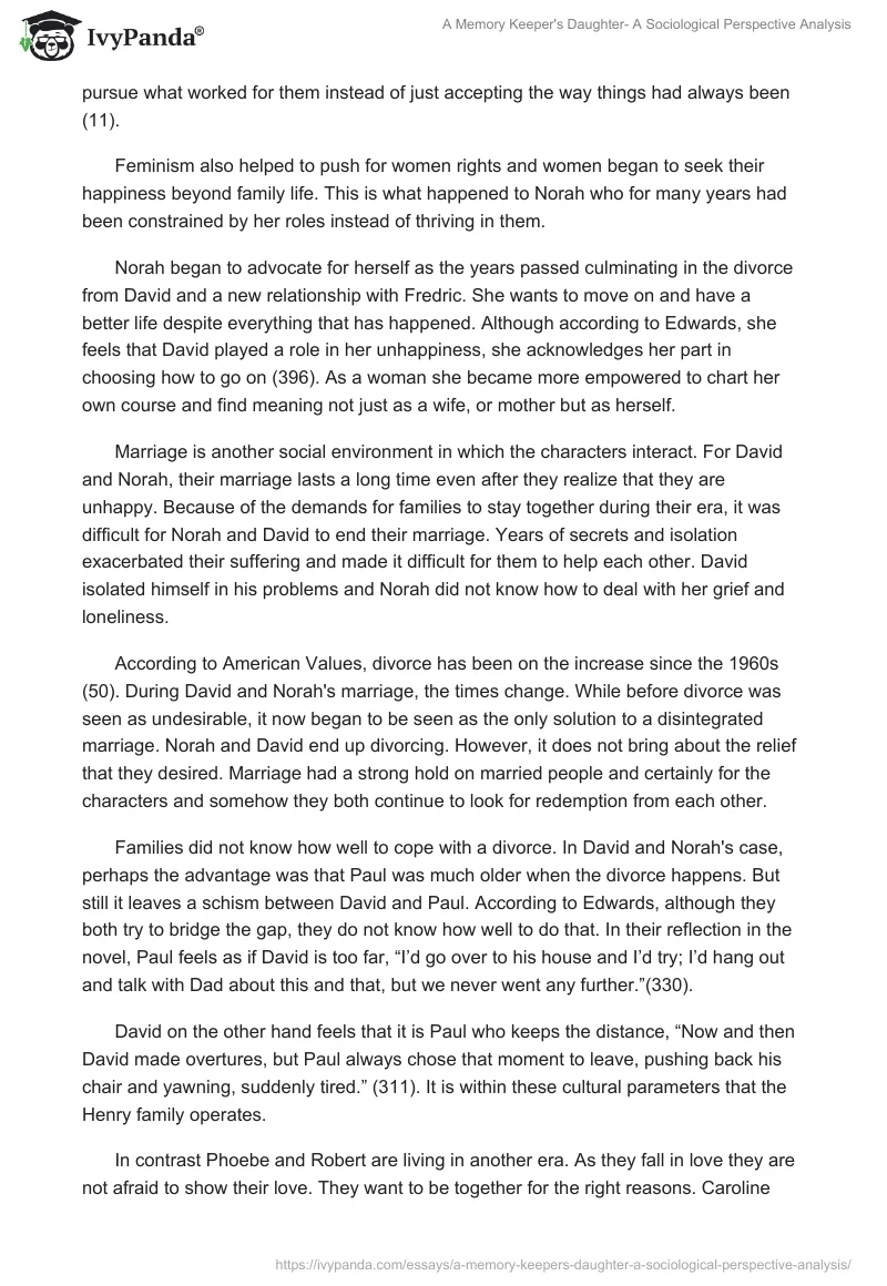 "A Memory Keeper's Daughter"- A Sociological Perspective Analysis. Page 5