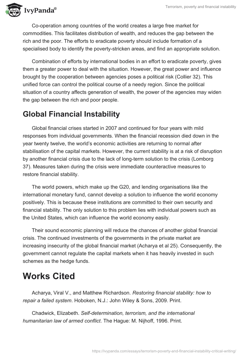 Terrorism, Poverty and Financial Instability. Page 2