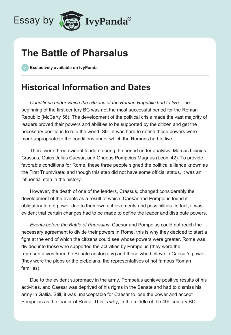 The Battle of Pharsalus. Page 1