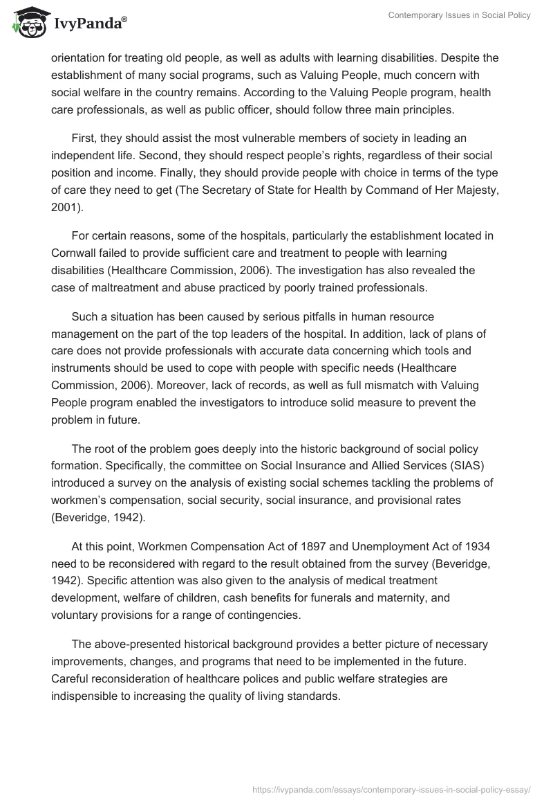 Contemporary Issues in Social Policy. Page 2
