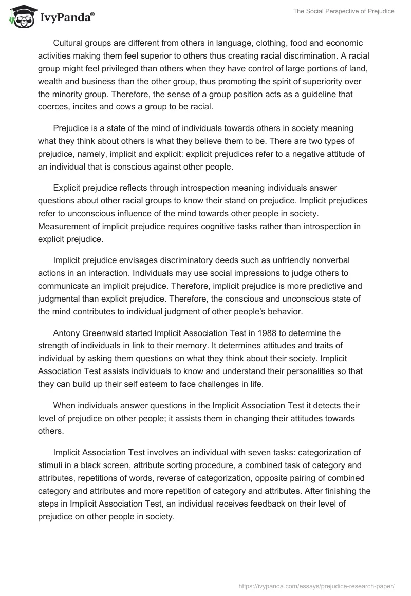 The Social Perspective of Prejudice. Page 2