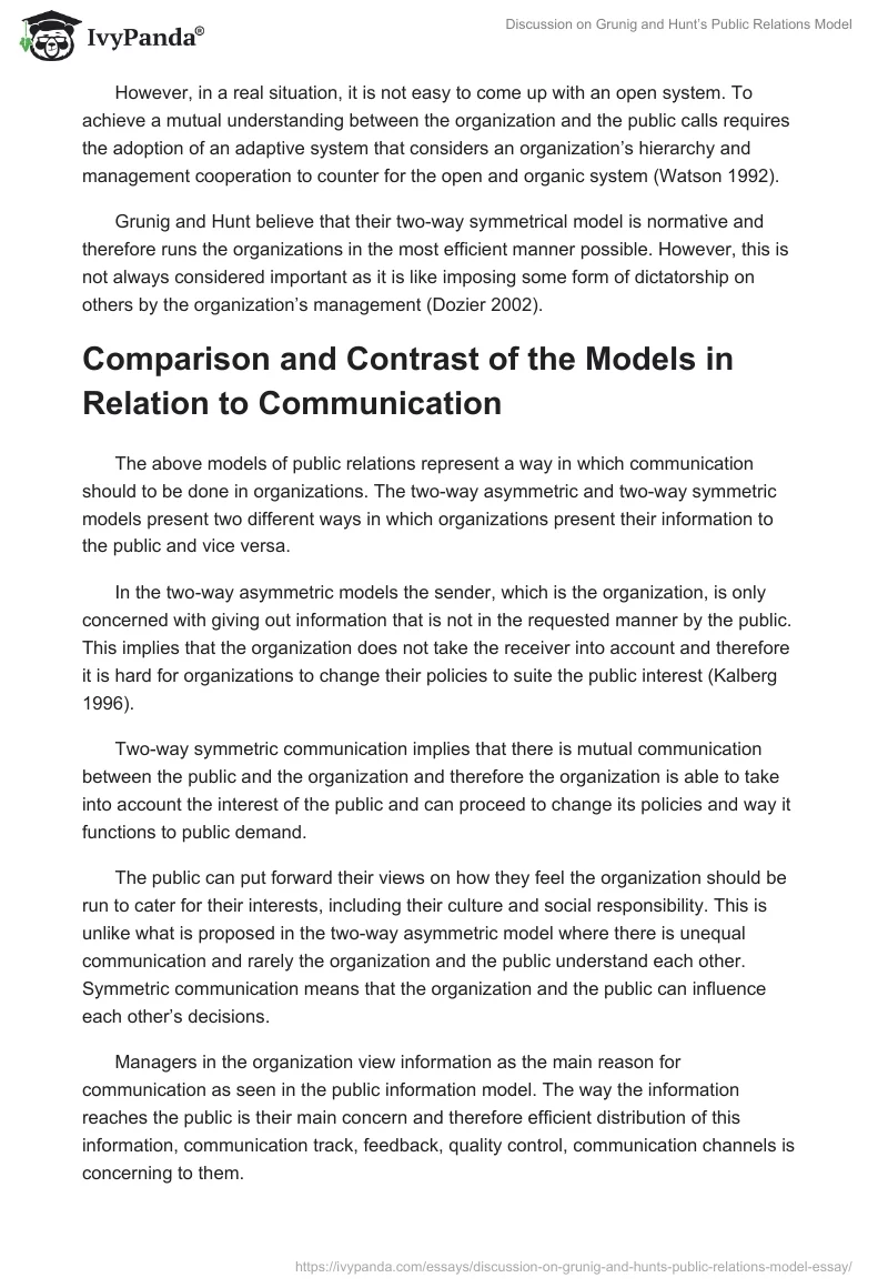 Discussion on Grunig and Hunt’s Public Relations Model. Page 4