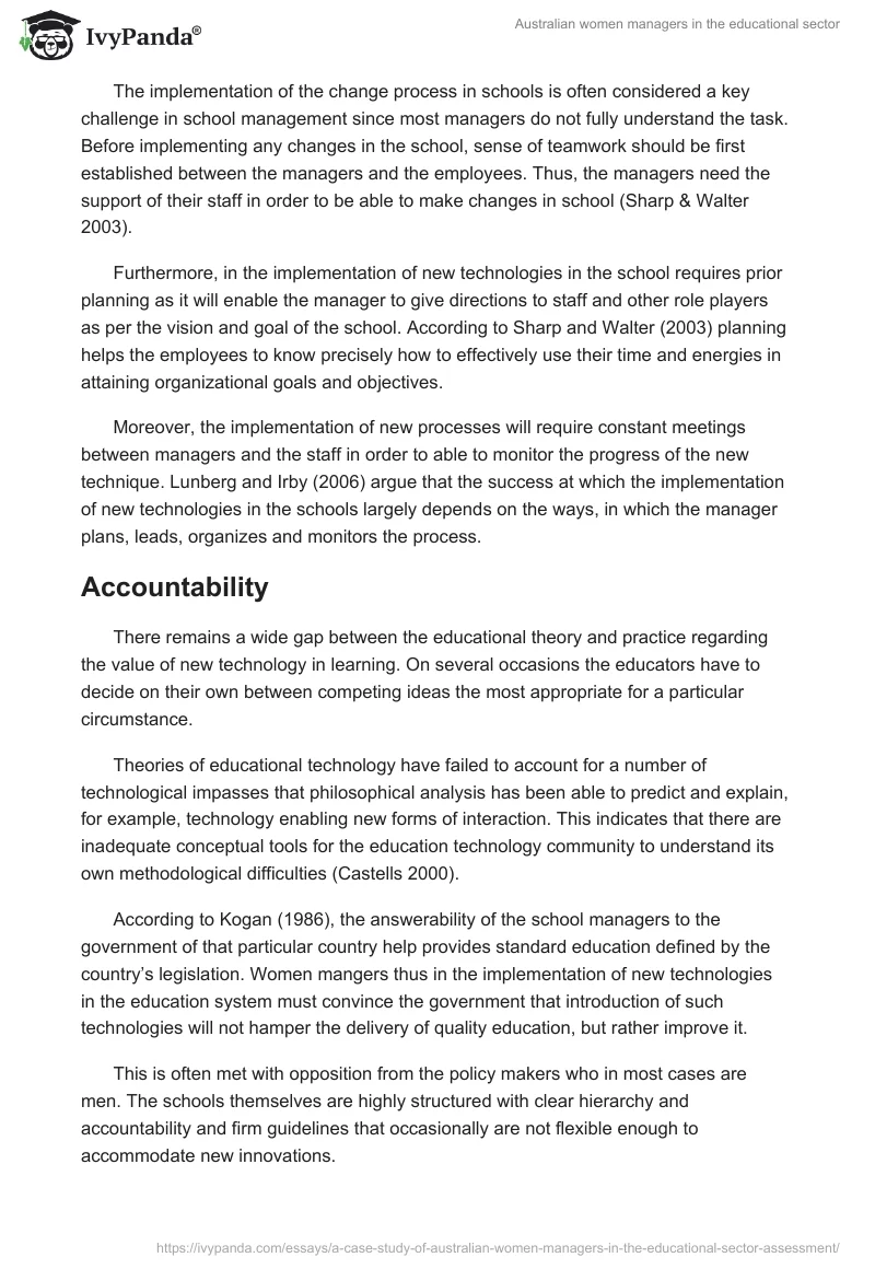 Australian women managers in the educational sector. Page 5