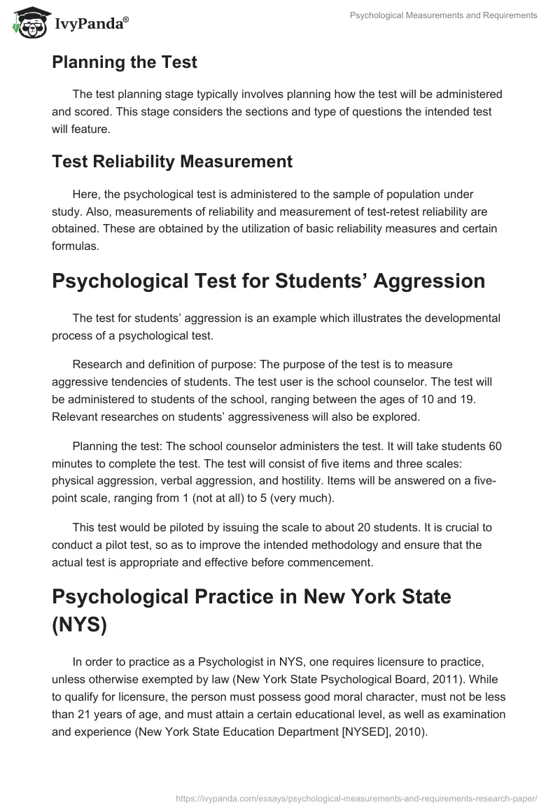 Psychological Measurements and Requirements. Page 2