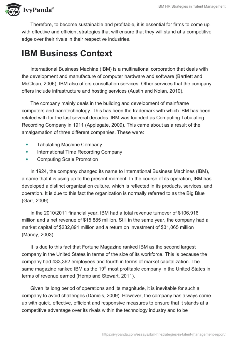 IBM HR Strategies in Talent Management. Page 2