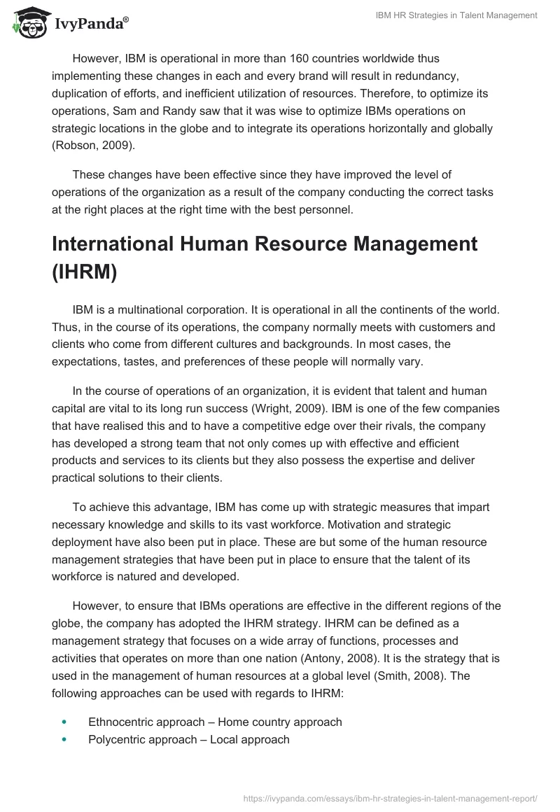 IBM HR Strategies in Talent Management. Page 4