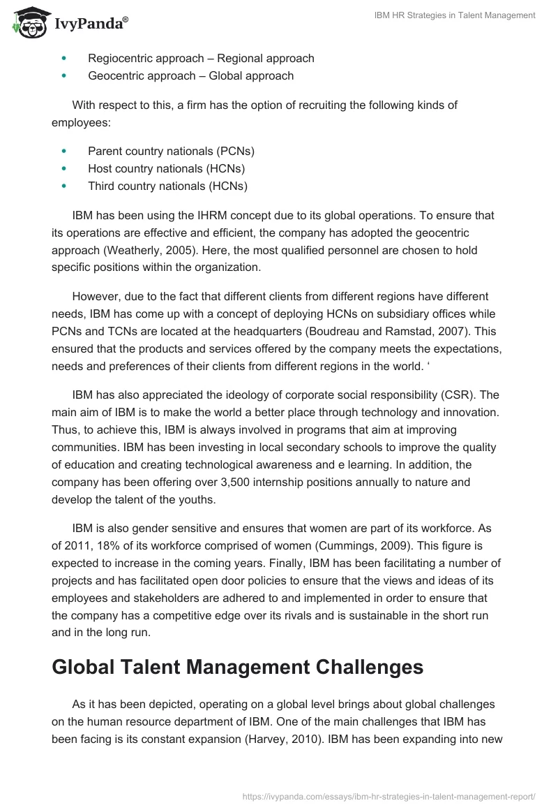 IBM HR Strategies in Talent Management. Page 5