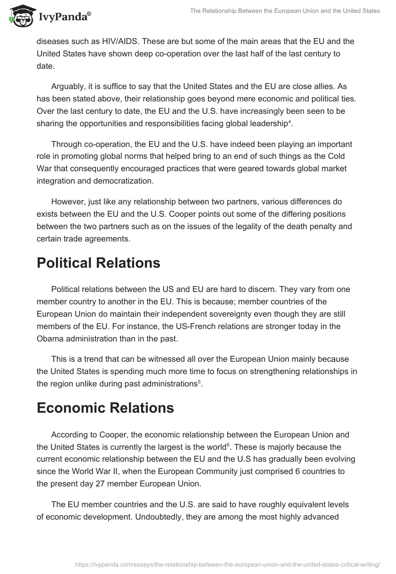 The Relationship Between the European Union and the United States. Page 2