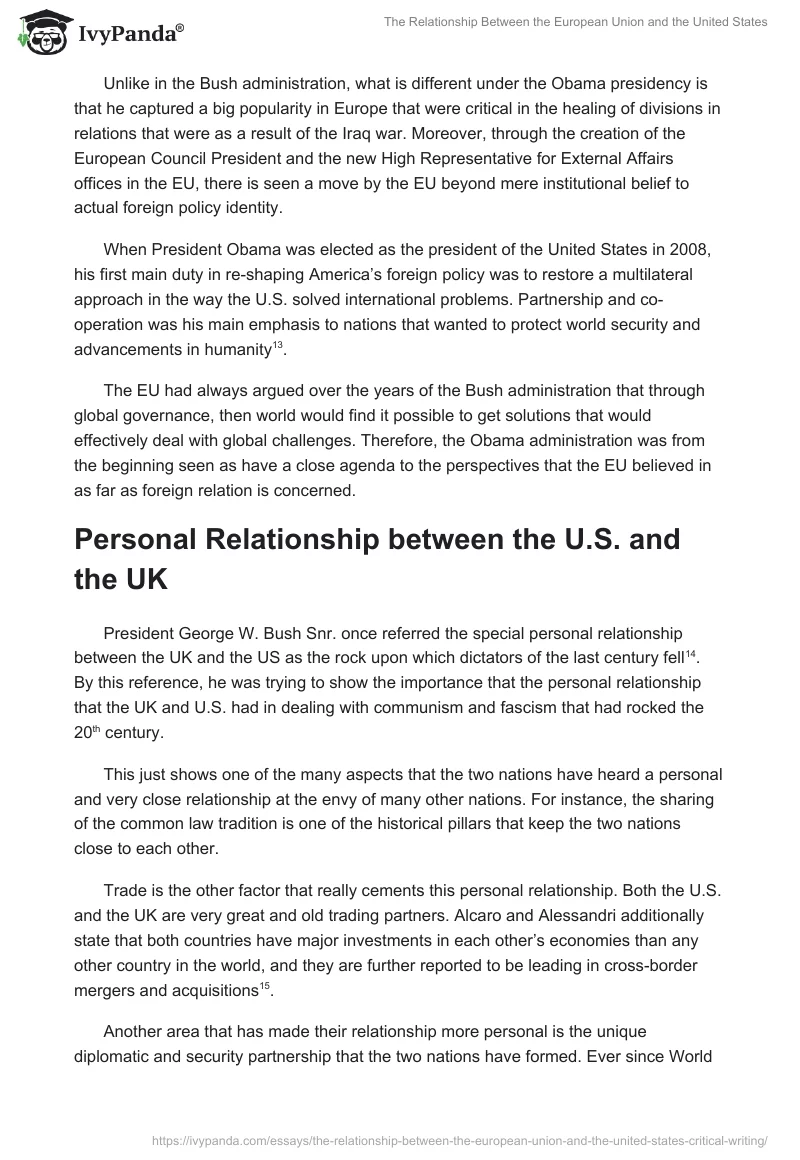 The Relationship Between the European Union and the United States. Page 4