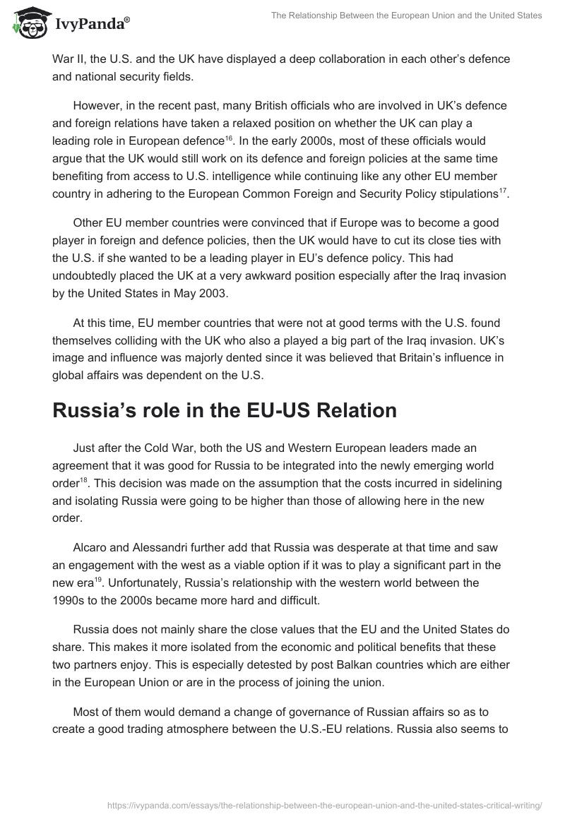 The Relationship Between the European Union and the United States. Page 5