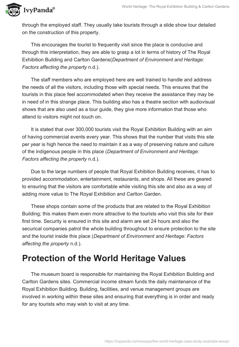 World Heritage: The Royal Exhibition Building & Carlton Gardens. Page 4