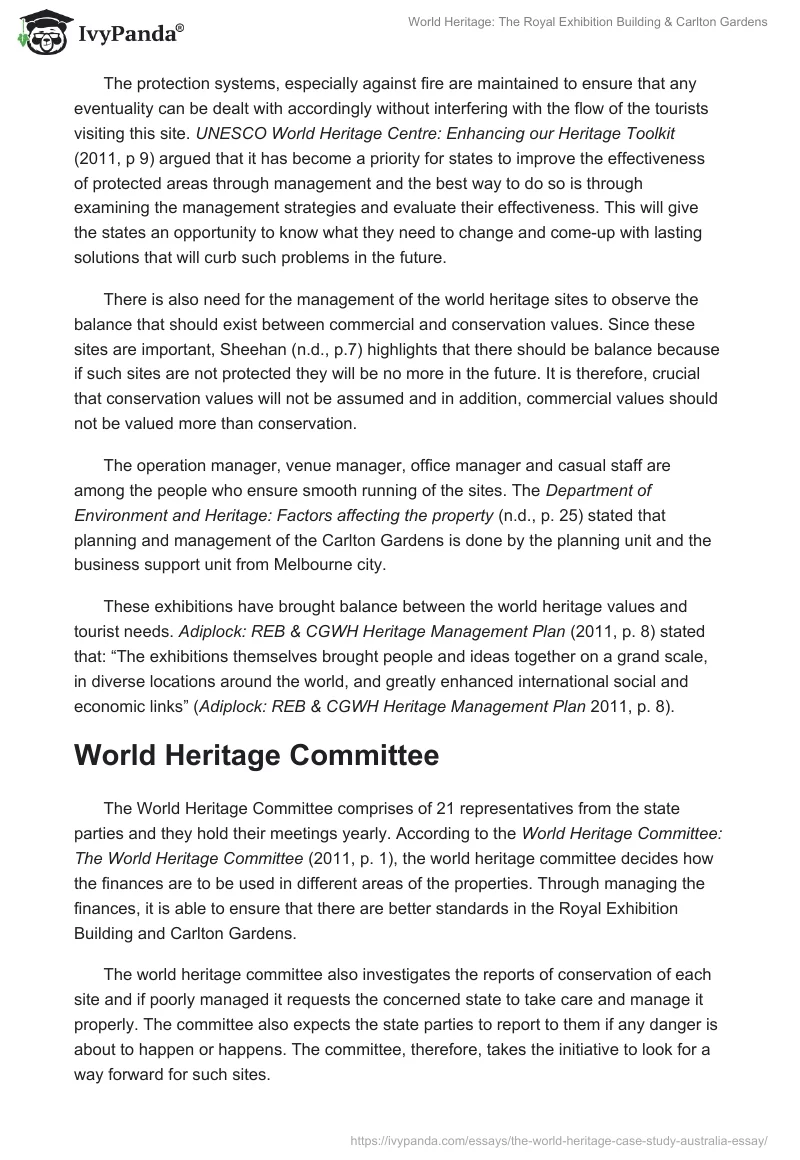 World Heritage: The Royal Exhibition Building & Carlton Gardens. Page 5