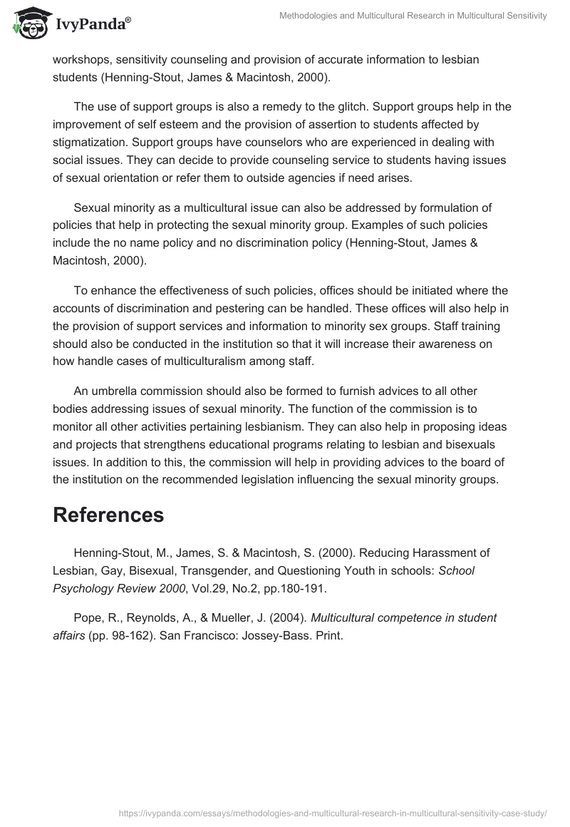 Methodologies and Multicultural Research in Multicultural Sensitivity. Page 2
