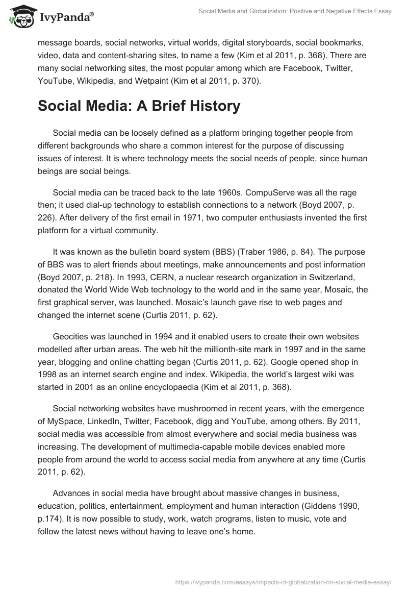 Social Media and Globalization: Positive and Negative Effects Essay. Page 2