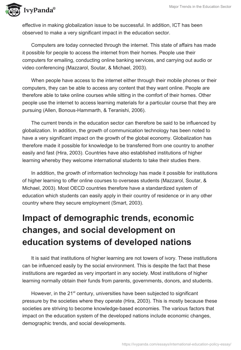 Major Trends in the Education Sector. Page 4
