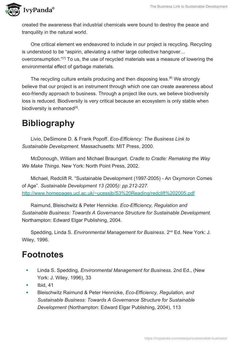 The Business Link to Sustainable Development. Page 4