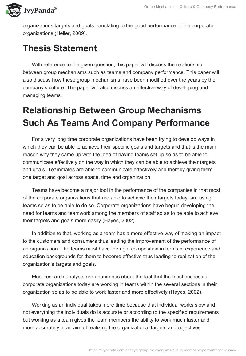 Group Mechanisms, Culture & Company Performance. Page 2