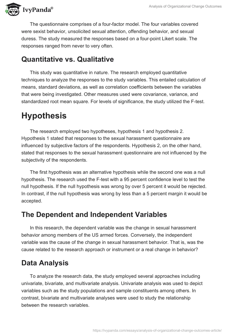 Analysis of Organizational Change Outcomes. Page 3