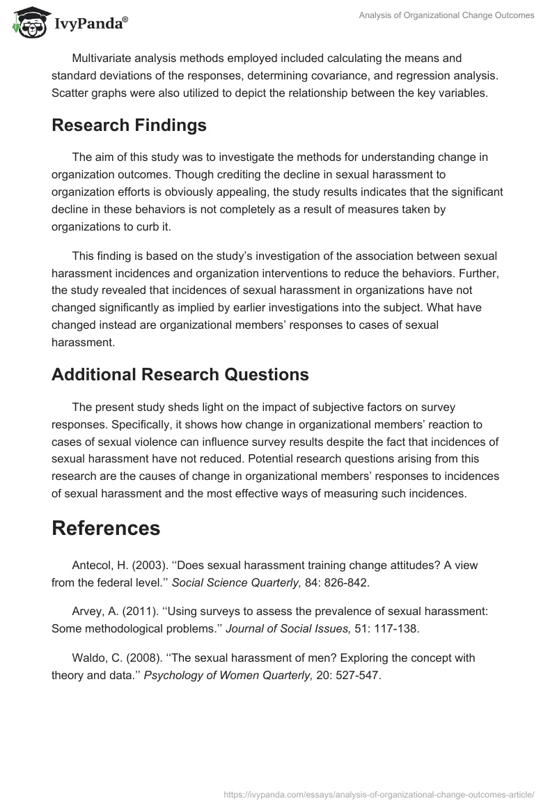 Analysis of Organizational Change Outcomes. Page 4
