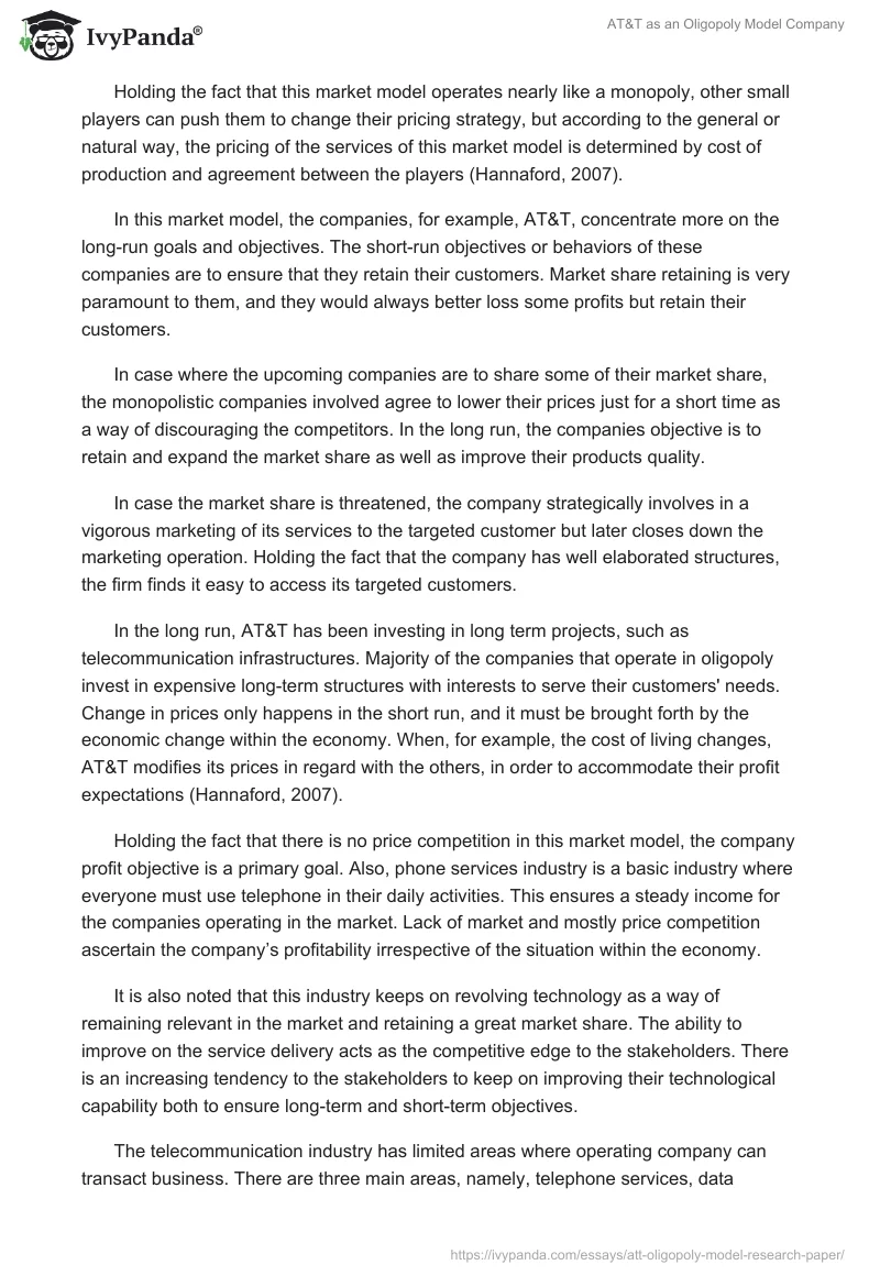AT&T as an Oligopoly Model Company. Page 2
