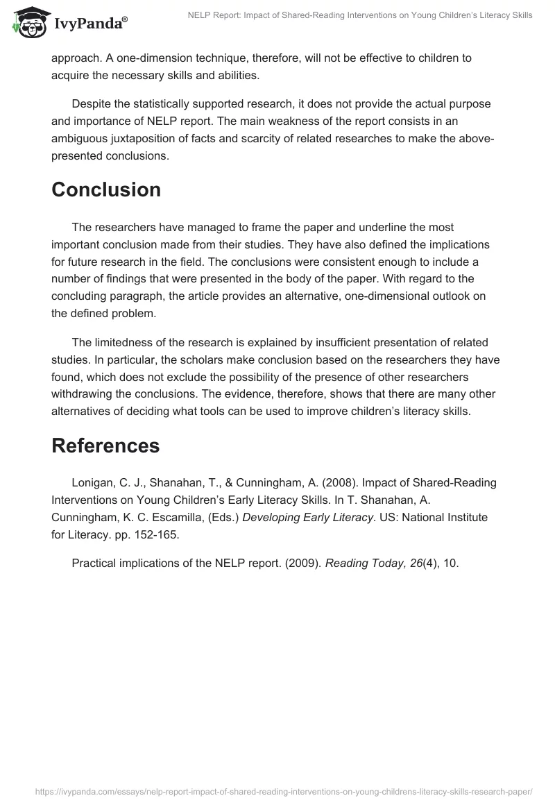 NELP Report: Impact of Shared-Reading Interventions on Young Children’s Literacy Skills. Page 3
