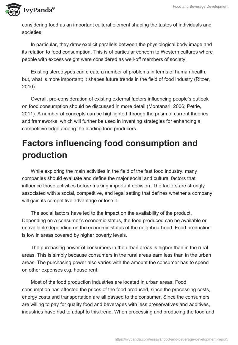 Food and Beverage Development. Page 2