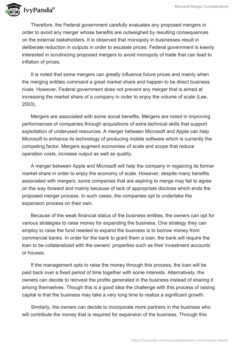 Microsoft Merger Considerations. Page 2