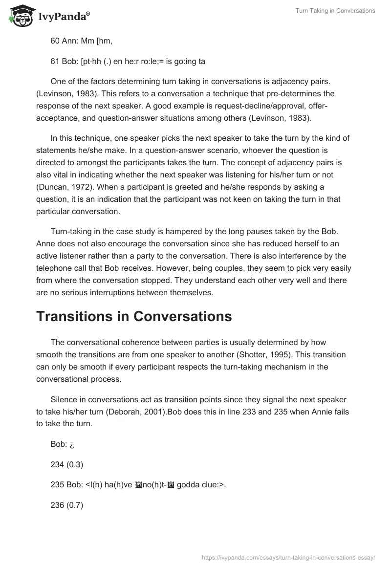 Turn Taking in Conversations. Page 5