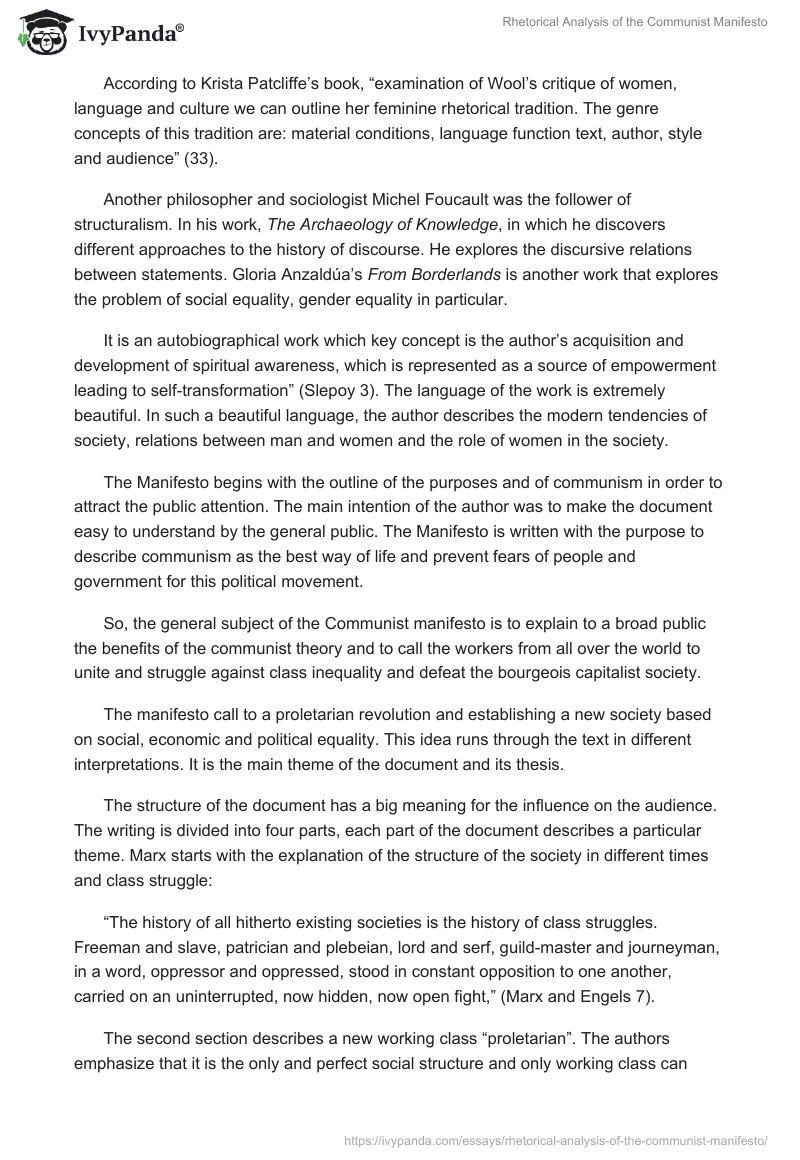 Rhetorical Analysis of the Communist Manifesto. Page 2