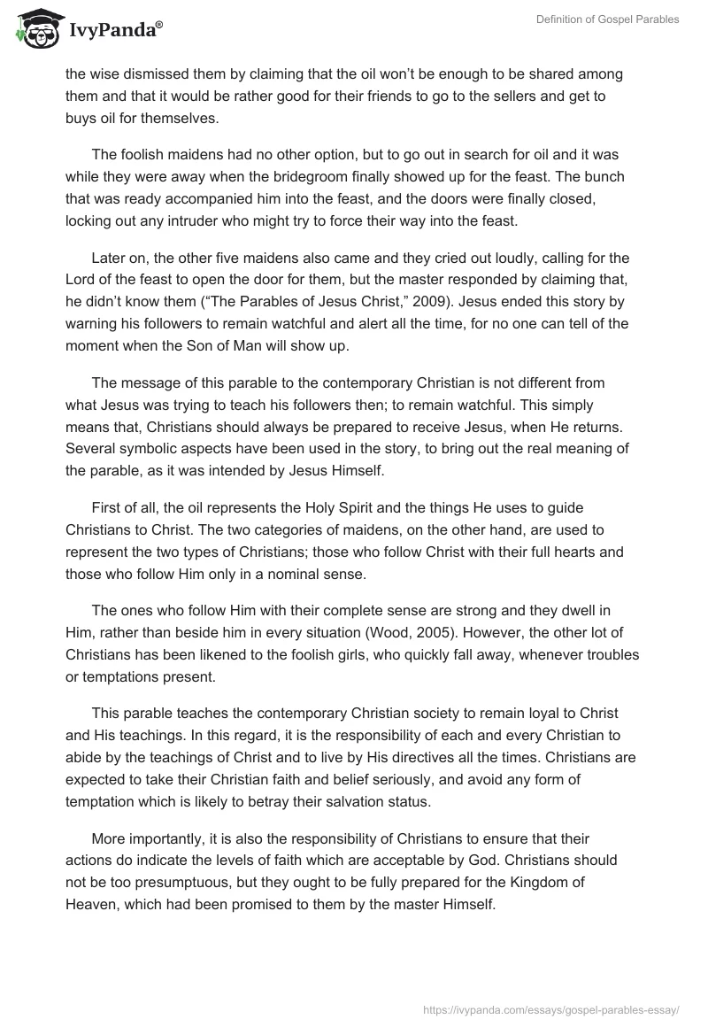 Definition of Gospel Parables. Page 2