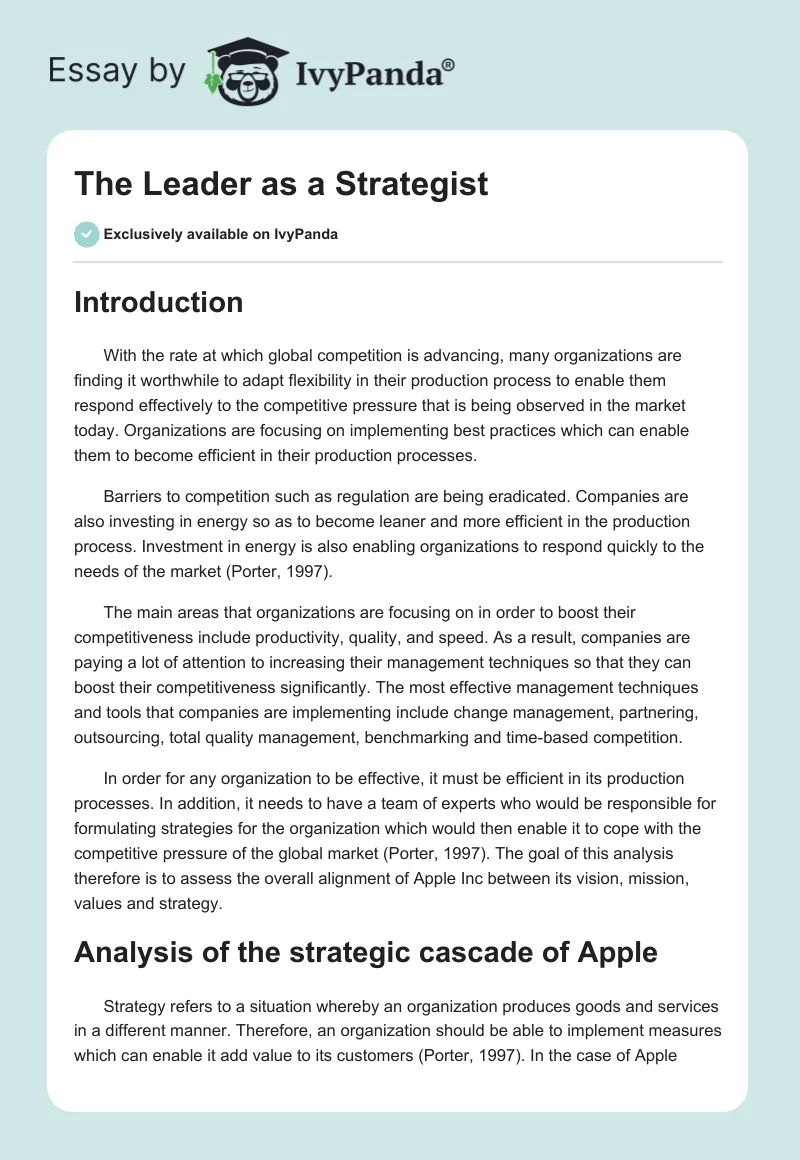 The Leader as a Strategist. Page 1