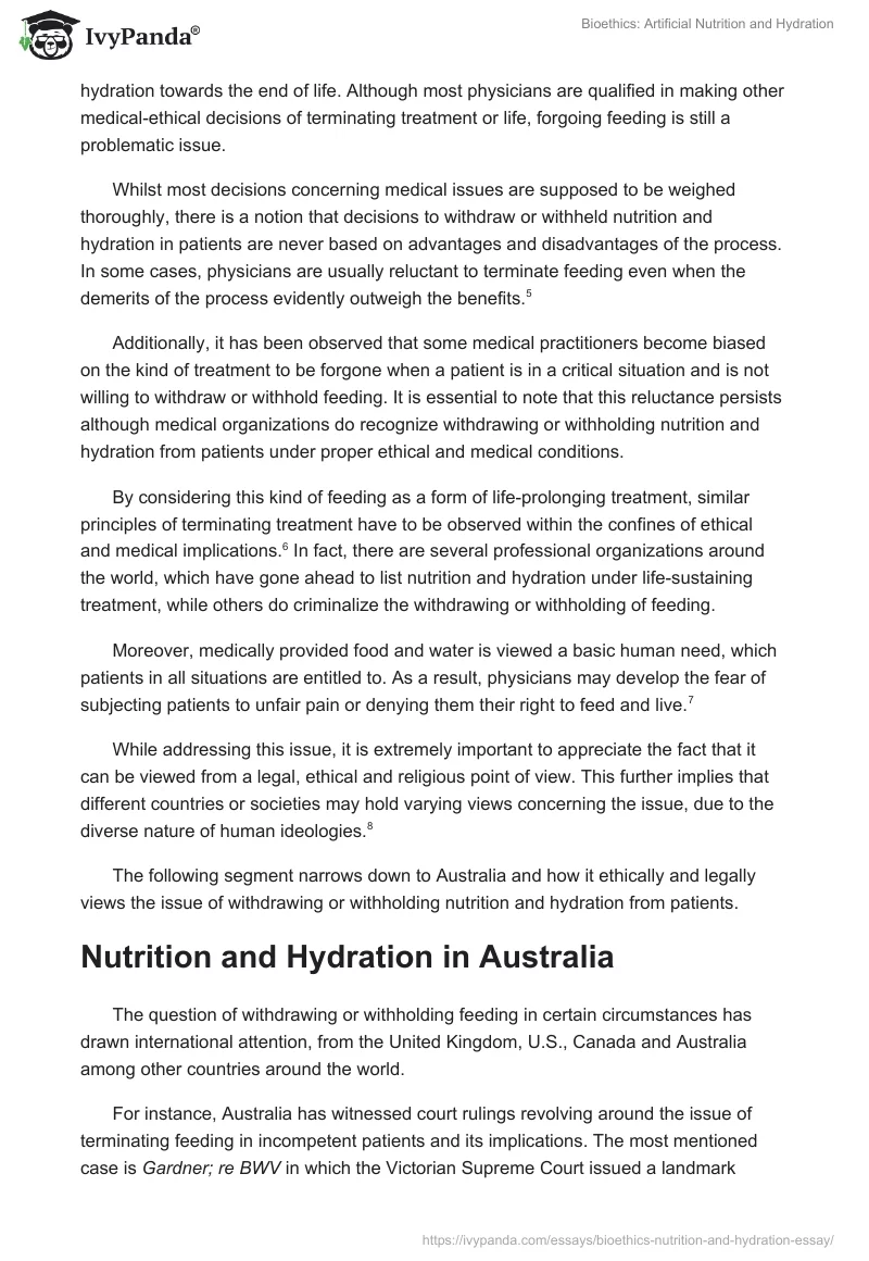 Bioethics: Artificial Nutrition and Hydration. Page 2