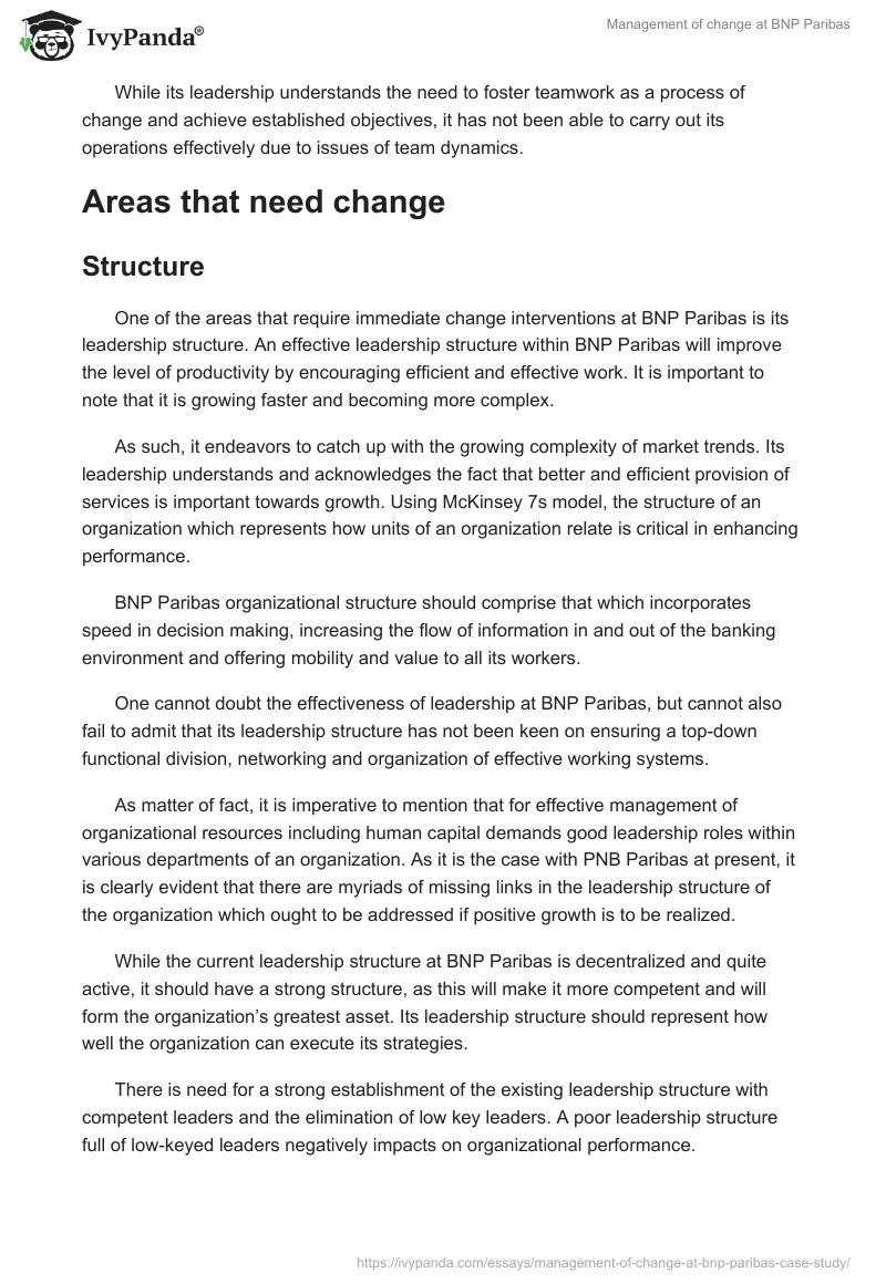 Management of change at BNP Paribas. Page 4