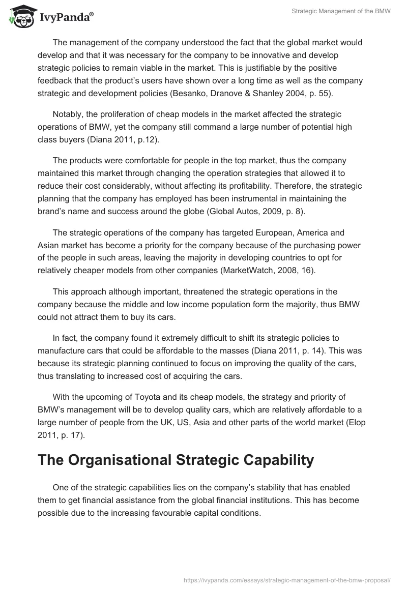 Strategic Management of the BMW. Page 2