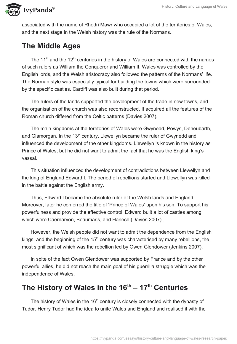 History, Culture and Language of Wales. Page 3